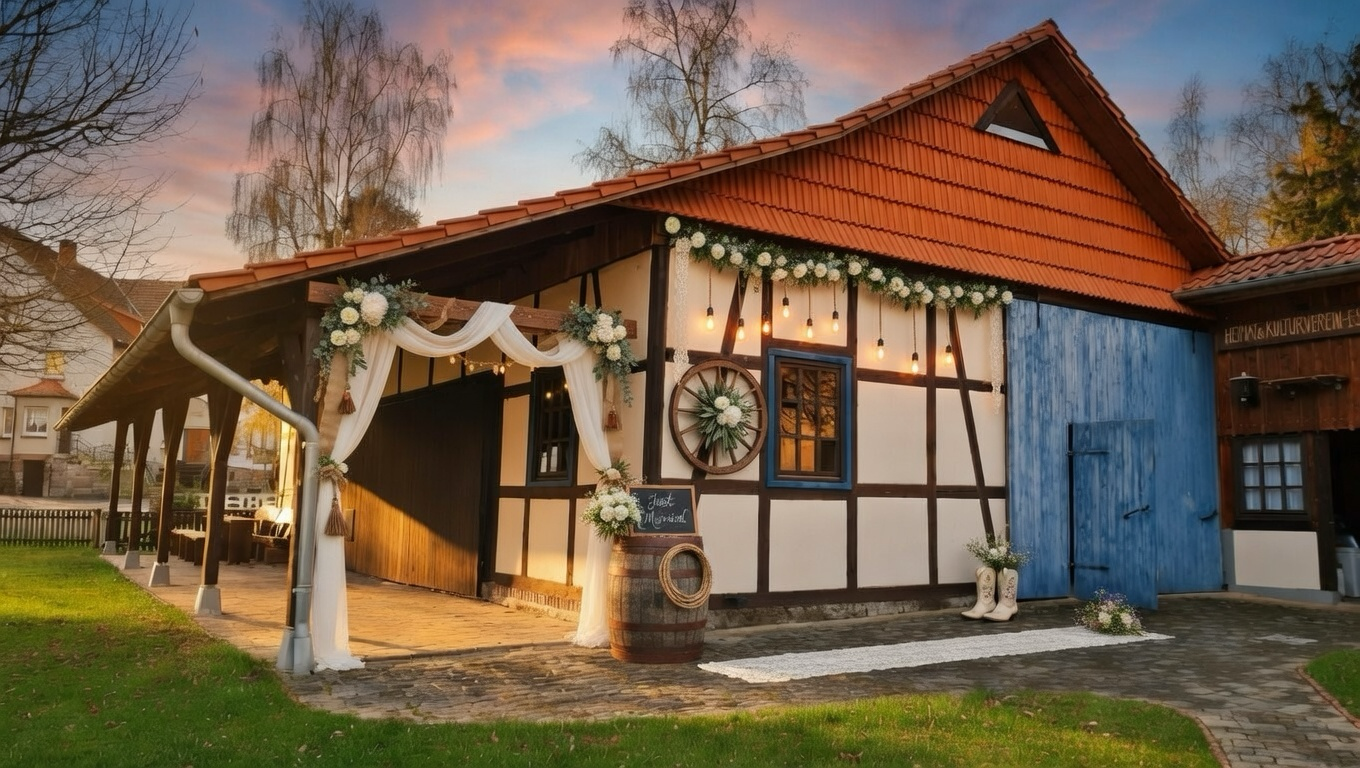 Festlich geschmückte Scheune